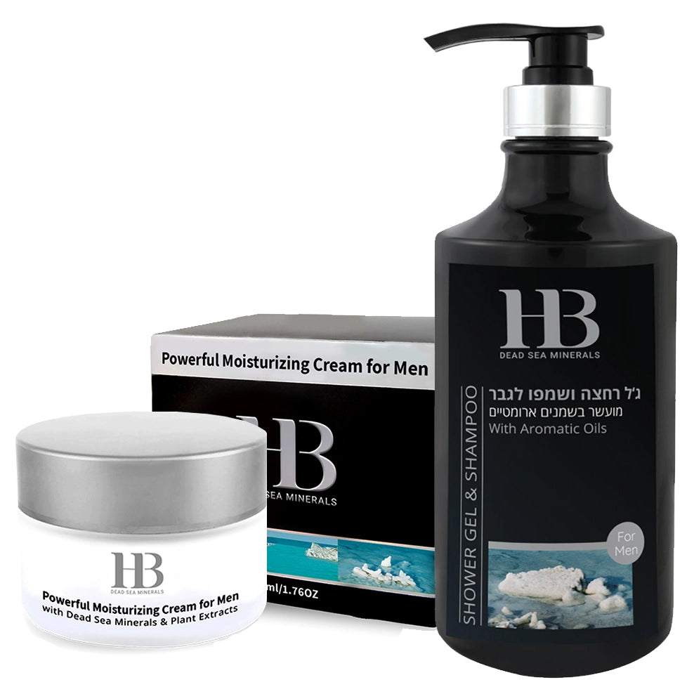 Crema facial y champú/gel de ducha para hombres